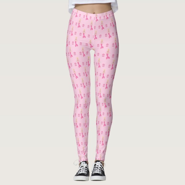 Legging Bonito fantasia rosa Sereia Padrão (Frente)