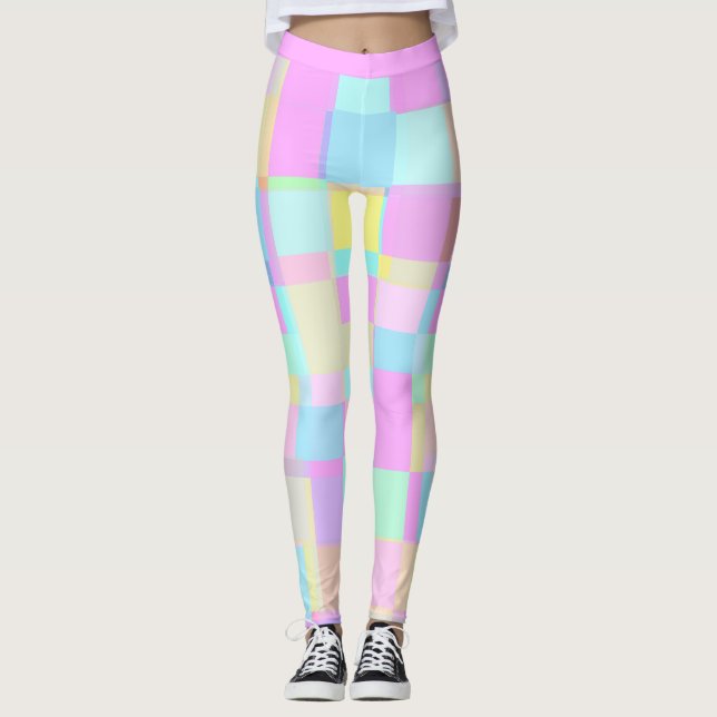 Legging Bonito na Xadrez - Pastel macio colorido (Frente)