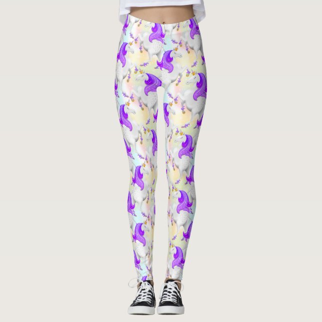 Legging Bonito Pastel Princess Unicorn com Calçados Ouros (Frente)