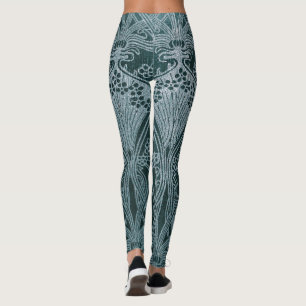 Legging Bonito, prata da cerceta, teste padrão do nouveau