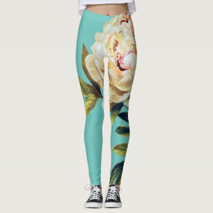 Legging Bonito rosa branca floral e verde