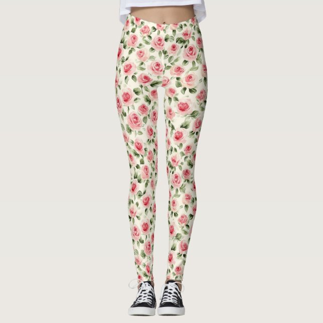 Legging Bonito Rosas Rosa Floral (Frente)