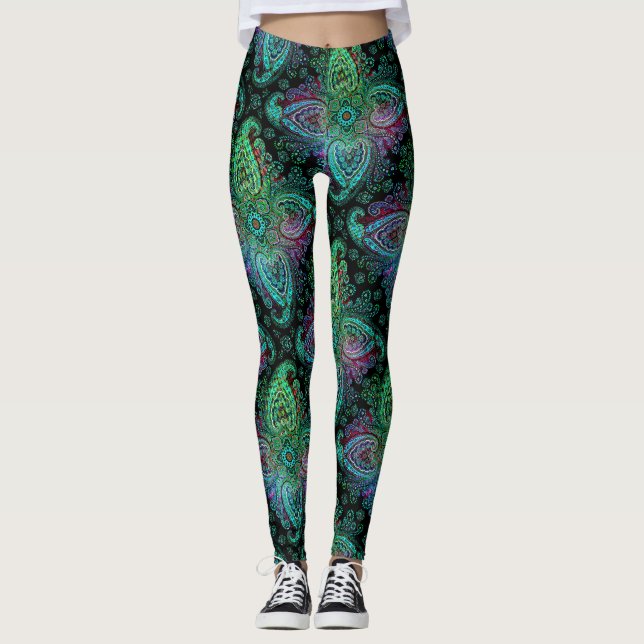 Legging Bonito Teal Paisley Motif (Frente)