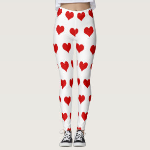 Legging Bonitos corações vermelhos impressos em branco