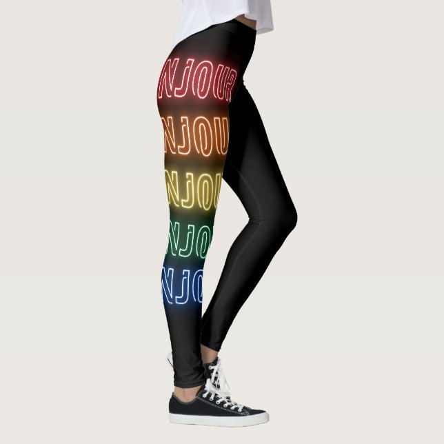 Legging Bonjour Orgulho Estilo Neon Arco-íris Preto (Direita)