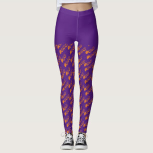 Legging Boo Meow Halloween Laranja Roxo Impressão