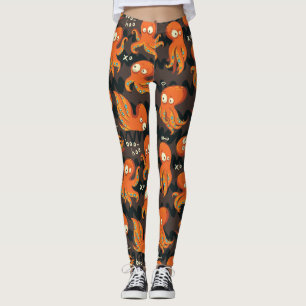 Legging Boo Octopus Orange & Black Kids Clothing & Décor
