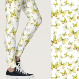 Legging Borboleta amarela feminina padrão caprichoso