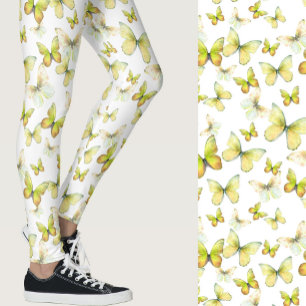 Legging Borboleta amarela feminina padrão caprichoso