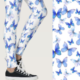 Legging Borboleta azul feminina padrão caprichoso