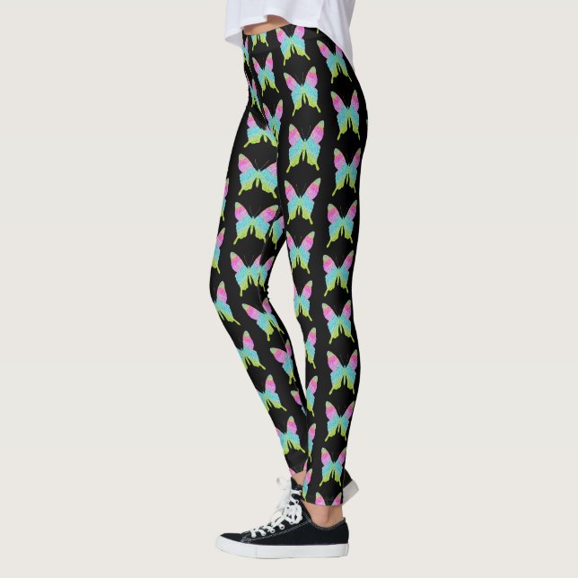 Legging Borboleta Brilhante de Cores Arco-Íris Falso (Esquerda)