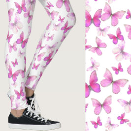 Legging Borboleta cor-de-rosa caprichosa com padrão femini