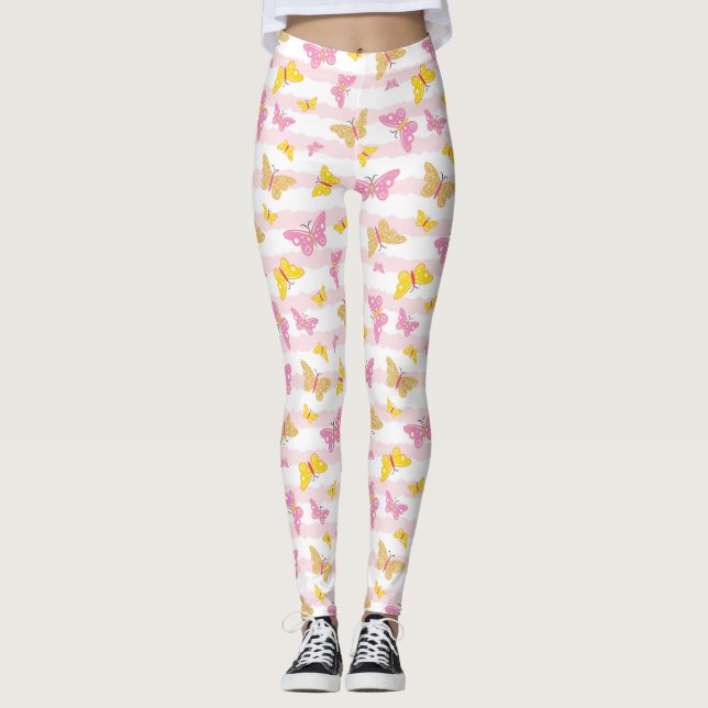Legging Borboleta Dourada e rosa (Frente)