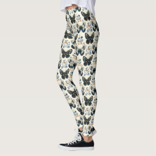 Legging Borboleta e Botânica Vintage Delft Azul