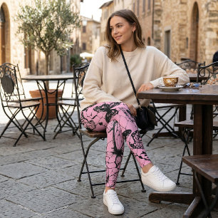 Legging Borboleta Gótica Rosa Teia de Aranha