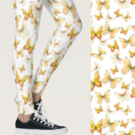 Legging Borboleta laranja feminina padrão caprichoso