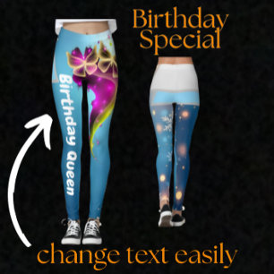 Legging Borboleta Personalizada e Floco de Neve Aniversári