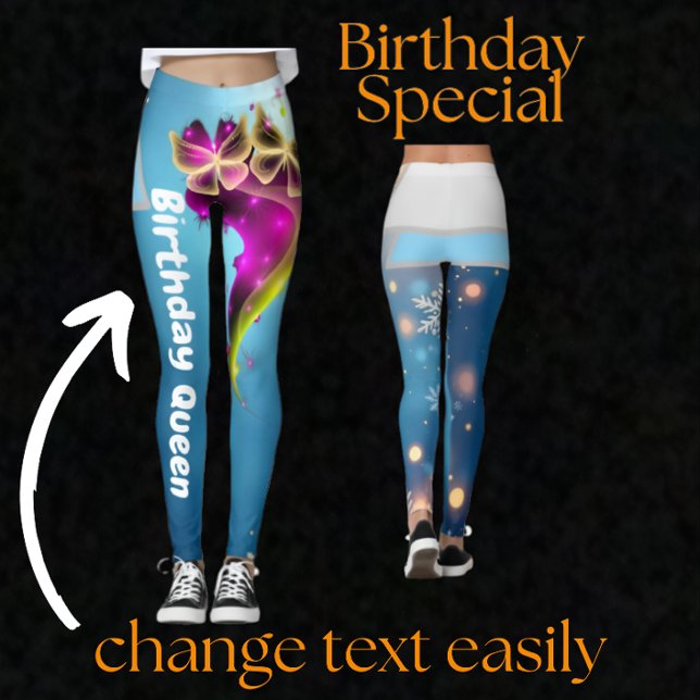 Legging Borboleta Personalizada e Floco de Neve Aniversári (Criador carregado)