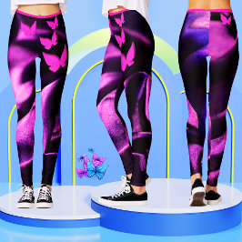 Legging Borboleta rosa-rosa-lilaca-tenra feminina