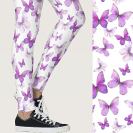 Legging Borboleta roxa feminina padrão caprichoso
