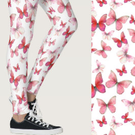 Legging Borboleta vermelha feminina padrão caprichoso