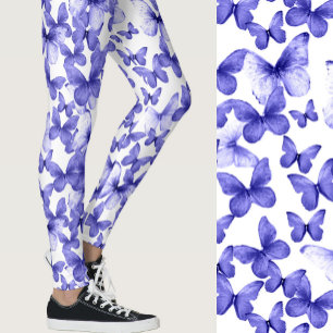 Legging Borboletas Azuis Femininas Estampadas Caprichosas