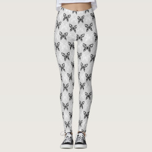 Legging Borboletas brancas e pretas