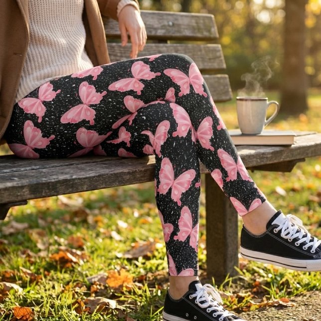 Legging Borboletas Caprichosas Rosa em Preto (Criador carregado)