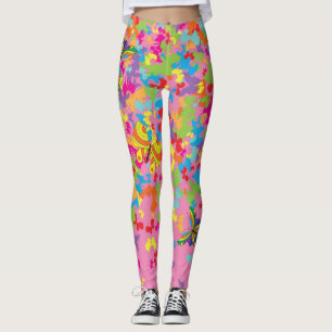 Legging Borboletas coloridas 01.bw rosa BG