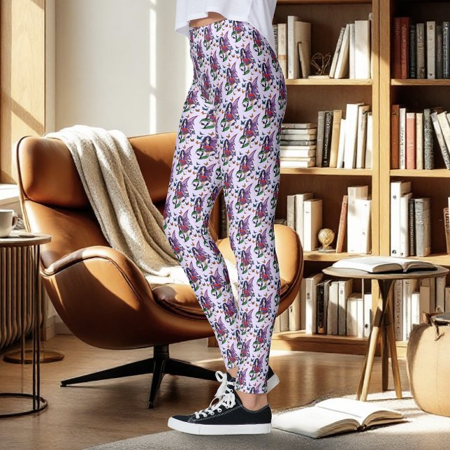 Legging Borboletas de Cogumelo de Leite Roxo (Criador carregado)