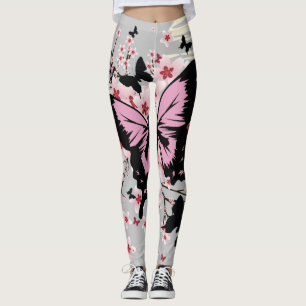 Legging Borboletas de flores de cereja