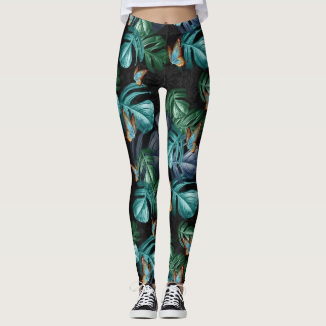 Legging Borboletas de Paraíso/Turquesa Tropical Splash (Frente)