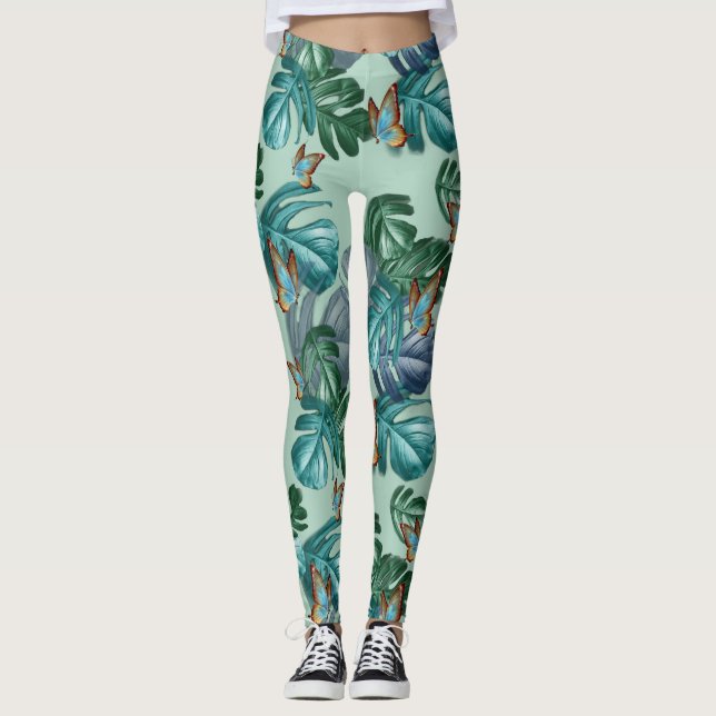 Legging Borboletas de Paraíso/Turquesa Tropical Splash (Frente)