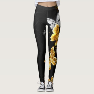 Legging Borboletas Douradas e brancas