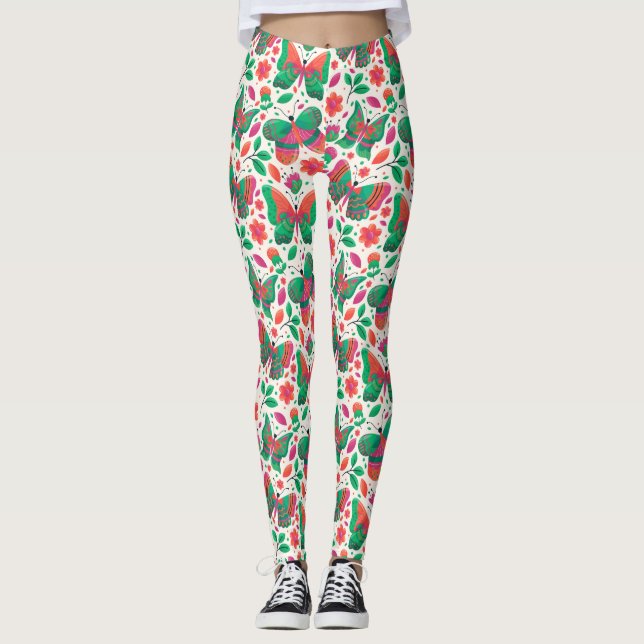 Legging Borboletas, flores e folhas (Frente)