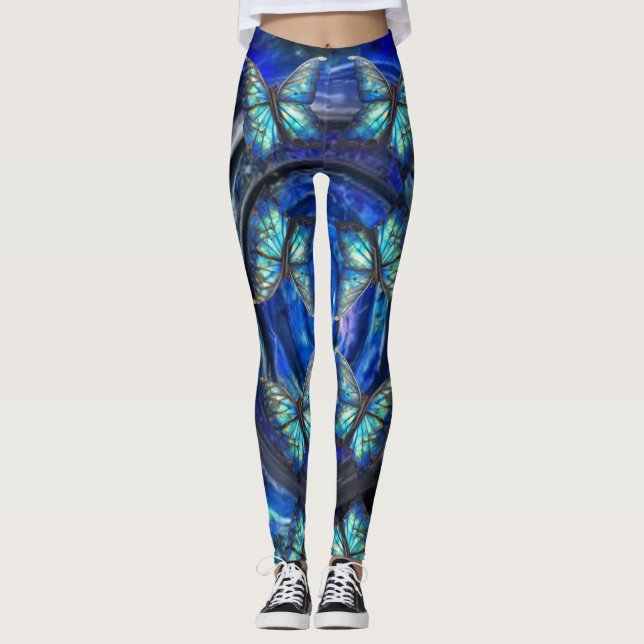 Legging Borboletas iridescentes em coxas onduladas (Frente)
