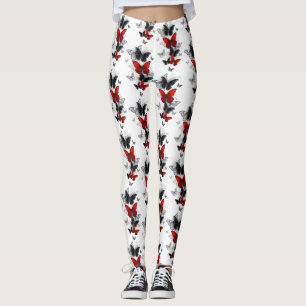 Legging Borboletas Negras e Vermelhas