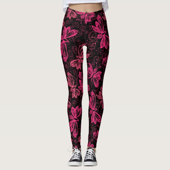 Legging Borboletas Neon Pink (Frente)