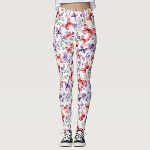 Legging Borboletas Vermelhas Roxas