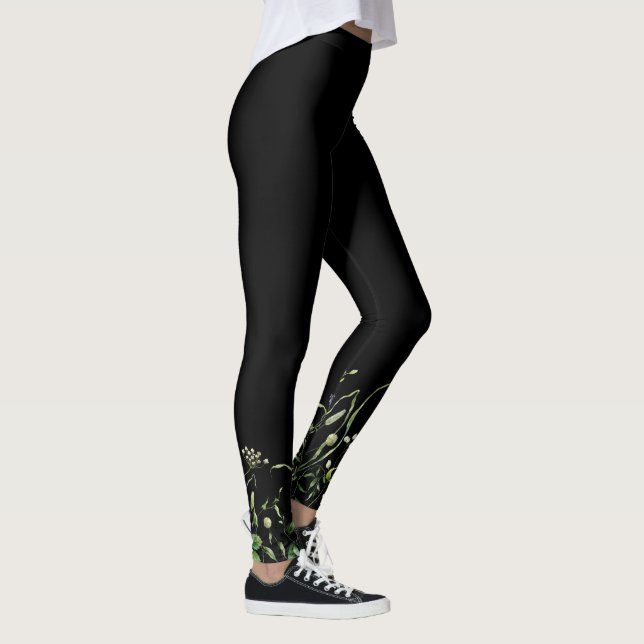 Legging Borda De Flor Selvagem Em Preto (Direita)