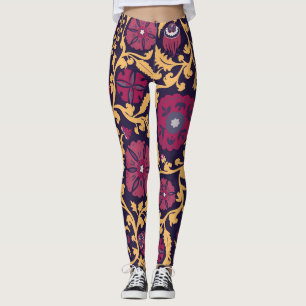 Legging bordado floral usbeque, padrão de colheita.