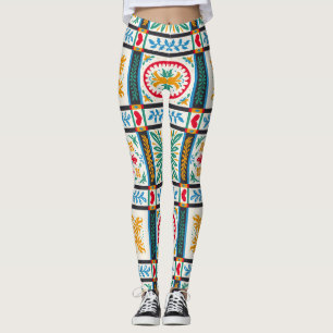 Legging Bordado Maiolica Italiano: Floral Mediterrânica