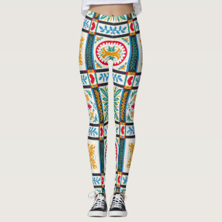 Legging Bordado Maiolica Italiano: Floral Mediterrânica