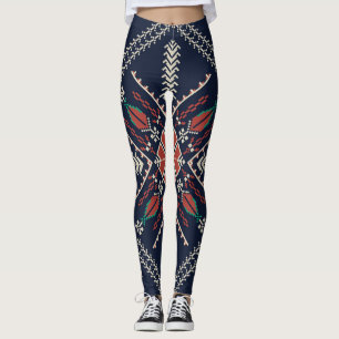 Legging Bordado Palestino: Design de Padrão Tradicional