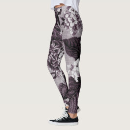 Legging Bordeaux Red Vintage Floral Toile No.1