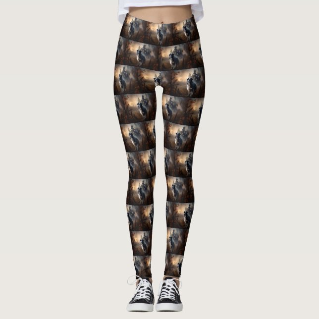 Legging Border Collie Halloween Assustador  (Frente)