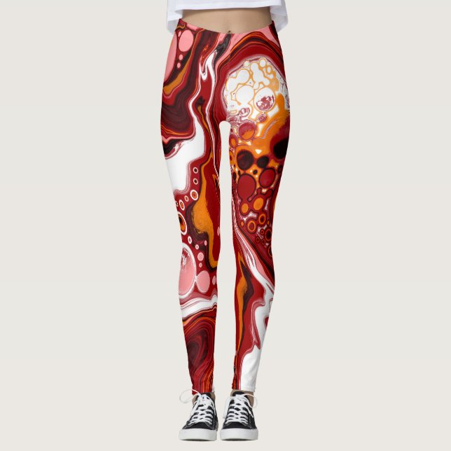 Legging Borgonha e Arte Digital Branca (Frente)