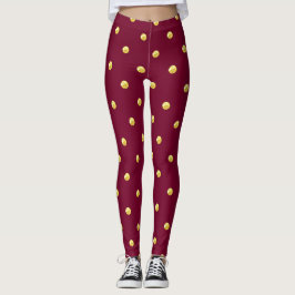 Legging Borgonha e Pontos Dourados