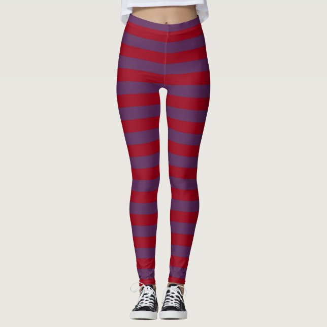 Legging Borgonha e tiras roxas (Frente)