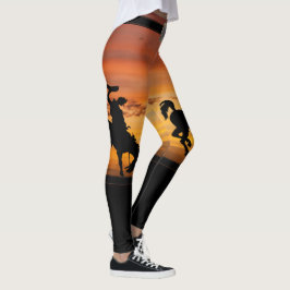 Legging Bota Bucking da correia do falso do por do sol do